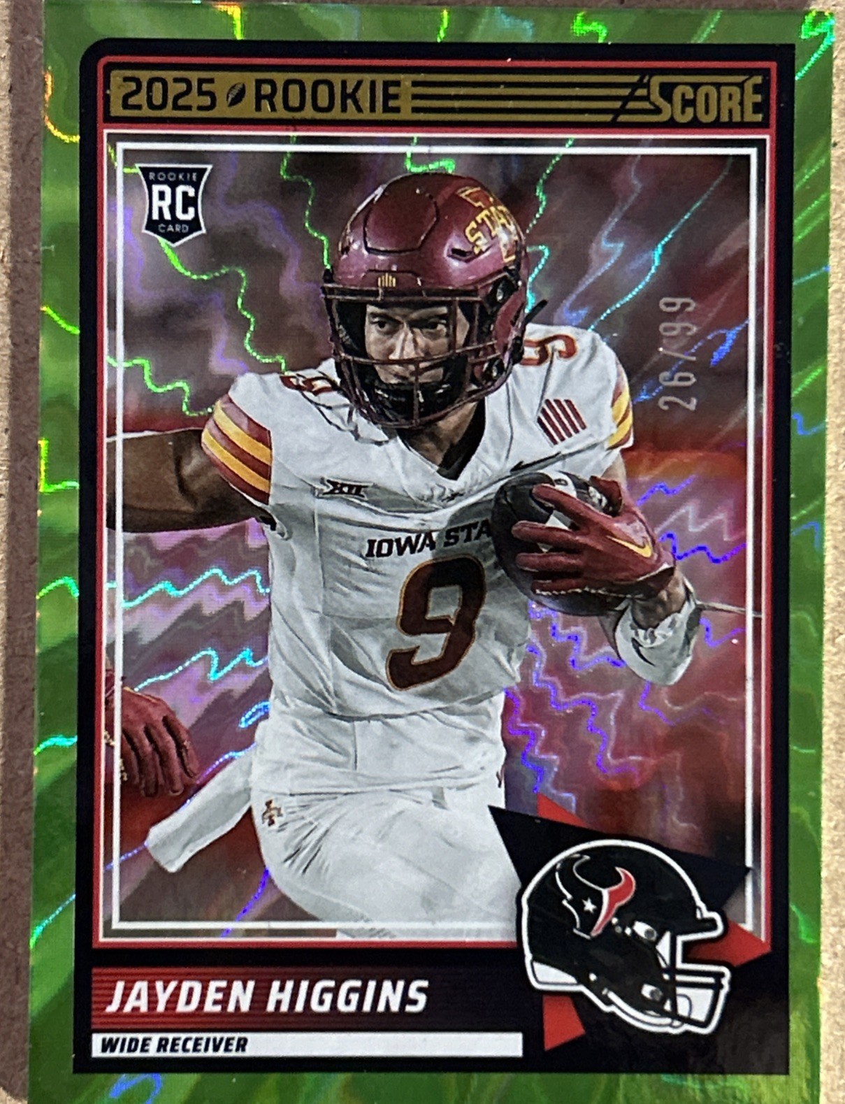 2025 Score Football Rookies Jayden Higgins #55 Electric /99