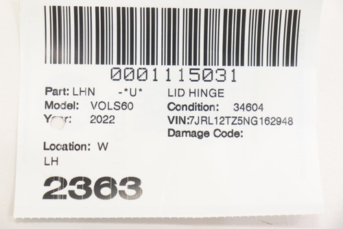 Volvo S60 2019-2025 trasero izquierdo lado del conductor maletero tapa bisagra OEM blanco_707 - Imagen 14 de 14