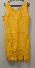 Vintage 90's New York Sake Womens Size 10 Yellow dress 100% Linen Euc