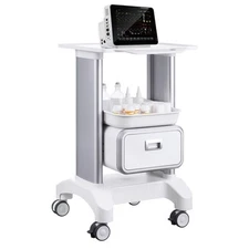 Uimoso 2 Tiers Lab Carts Mobile Medical Cart with 1 Drawer & 1 Top Tray White