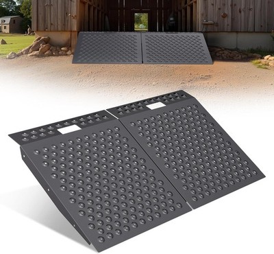 VNN 29'' x 48'' Shed Ramp for Riding Mower Anti-Slip Punch Plate Ramp 2PC, Black
