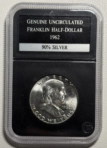 1962 Franklin Silver Half Dollar Genuine Uncirculated Gem Bu Slabbed Holder