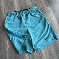 Nike Standard Fit Flex Plus Athletic Training Shorts Men's Size S Teal Blue