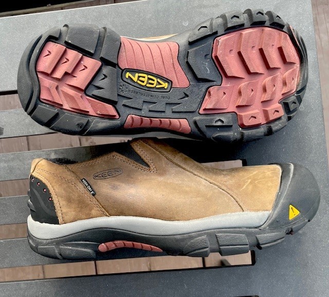 Scarpe da lavoro basse antiscivolo Keen Brixen in pelle marrone IMPERMEABILI misura 11 5 ISOLATE