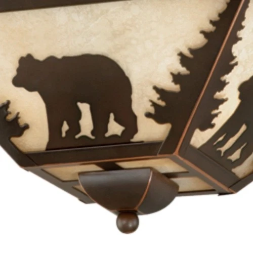 Bozeman 3-Light Flush Mount in Rustic and Square Style 5.75 Inches Tall and 14 - Picture 4 of 5
