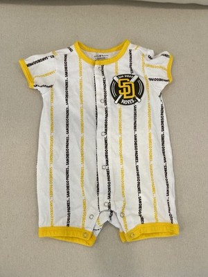 MLB San Diego Padres Unisex-Baby Pinstripe Power Hitter Romper, 3-6 Months