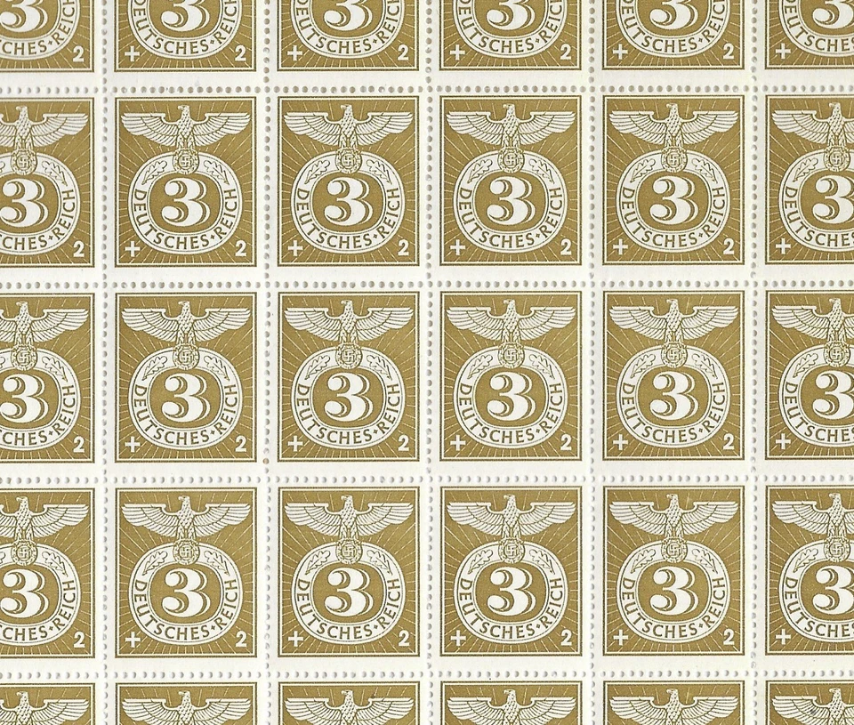 Hoja de estampillas MNH SC B217 1943 Imerial Eagle & Swastika Tercer Reich era Alemania Foto 3 de 3