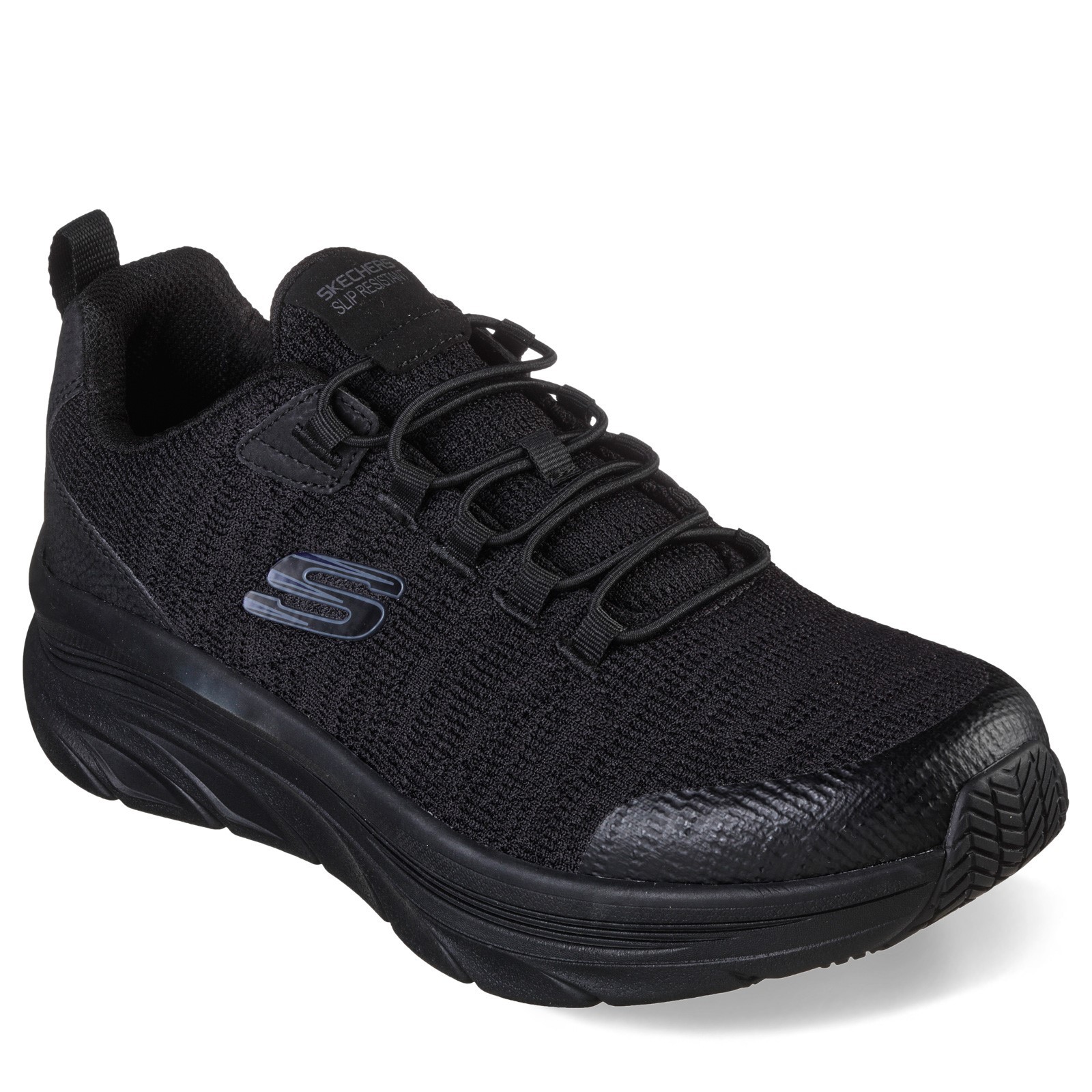 Мужская обувь для общепита Skechers Luxir, черная, ширина 14 см, 200106W-BLK, СИНТЕТИКА черного цвета
