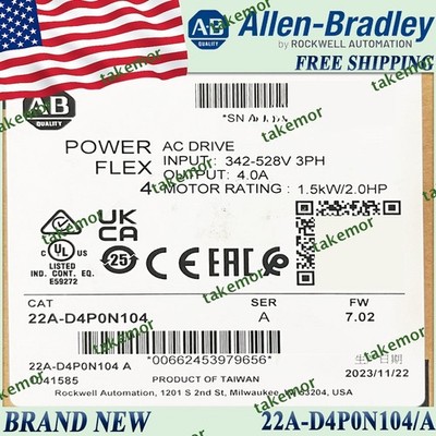 Original Sealed 22A-D4P0N104/A POWERFLEX 4Catalog AC Drive 22A D4P0N104 serA US