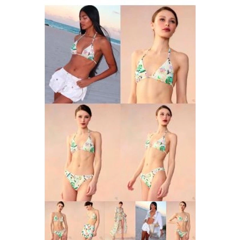 Top de bikini Cynthia para mujer Mia con cuerdas blanco floral talla 105 talla S Foto 2 de 4