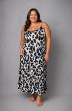 SHEIN Leopard Print Maxi Dress UK 16 Adjustable Straps Floaty Summer Dress