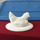 Vintage Milk Glass Hen on Nest Dish TOP ONLY WHITE See Size In Pics.