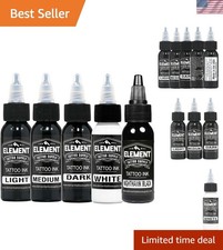 American-Made Grey Wash Tattoo Ink Set - 5 Shades, 1oz for Professionals