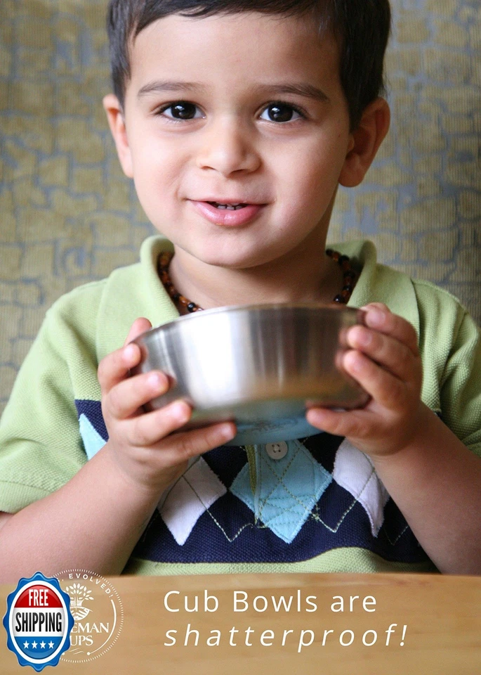 Caveman 高级重型不锈钢小碗婴儿幼儿小吃 — 第 3/4 张图片