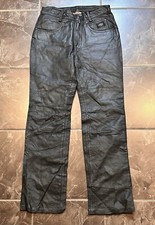 Vintage Harley Davidson Black Leather Pants Womens Size 30/02 W Very Nice 