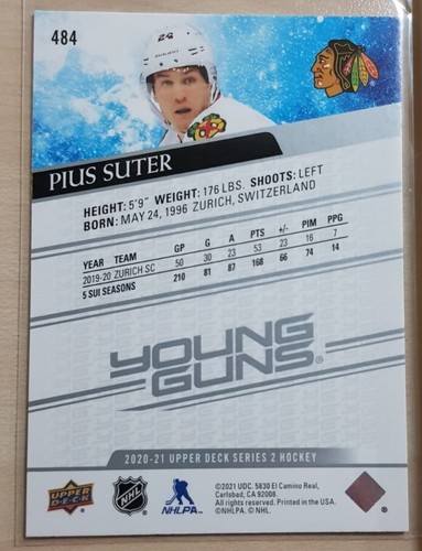 Pius Suter Young Guns - Chicago Blackhawks - Upper Deck Series 2 2020-21 NHL - Bild 2 von 2
