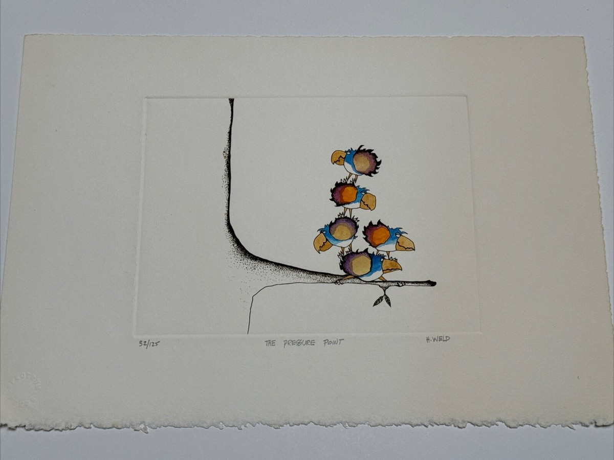 Helen Willshire パステル画 鳥 1993年 HELEN WELD ETCHING BIRDS MODERNISM ILLUSTRATION SATIRE LISTED