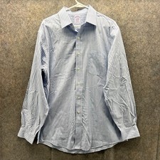 Brooks Brothers Shirt Mens 16 35 Blue Striped Button Down Supima Cotton Classic