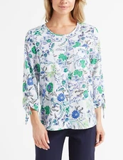 Rebecca Malone Top Womens XL Floral Gingham Window Camp Shirt Button Down NWT