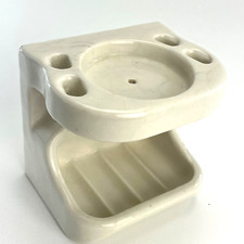 Antique Bathroom Wall Mount Ceramic Toothbrush Cup Holder Soap Dish 1927 PAT