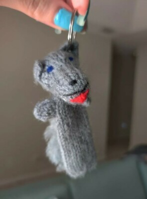 Cute Handmade Knit Wolf Crocodile Native American Keychain Finger Puppet Charm