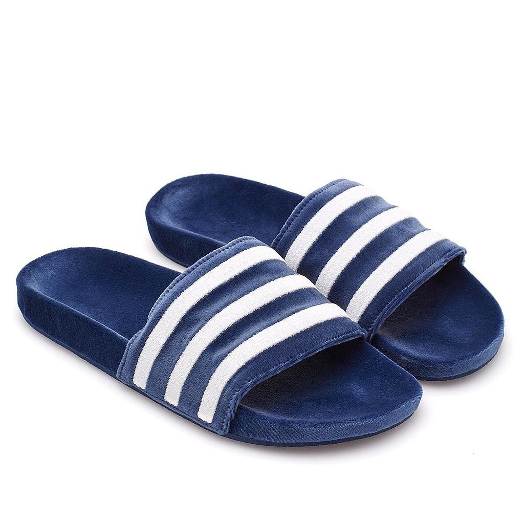 blue adidas slides