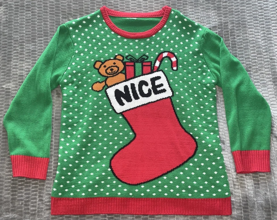 Conjunto Suéter Feo Navidad Hombre XL Mujer Pequeño Travieso Bonito Vacaciones Invierno Foto 2 de 4