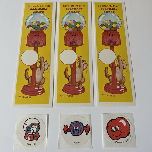 Vintage 1980s CTP Bubble Gum Bookmark & Scratch & Sniff Stickers - No Scent - 第 1/2 張圖片
