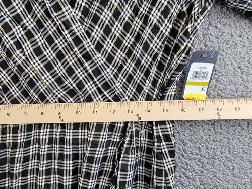Tommy Hilfiger Check Ruffle-Hem Wrap Dress Women's 14 Black Multi Surplice Neck - Picture 11 of 16