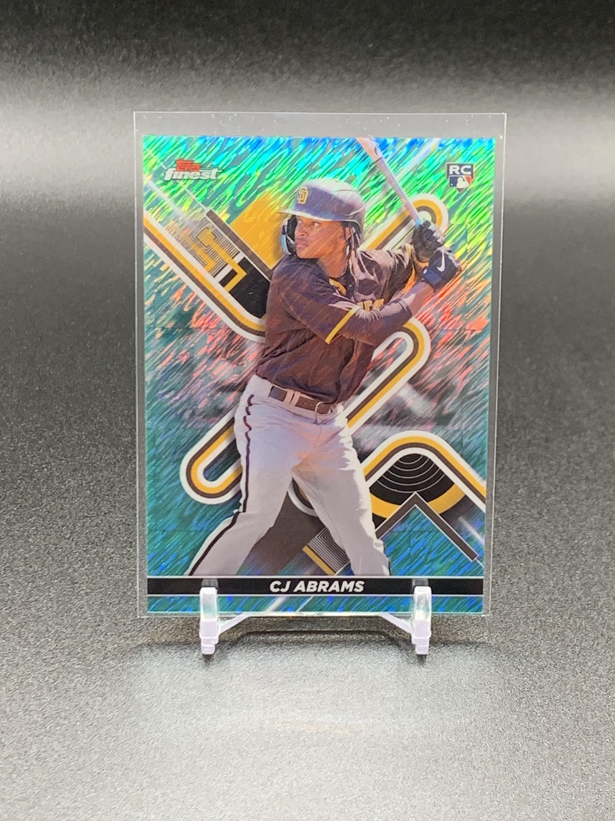2022 Topps Finest CJ Abrams 39 RC Aqua Shimmer Refractor /175 Nationals