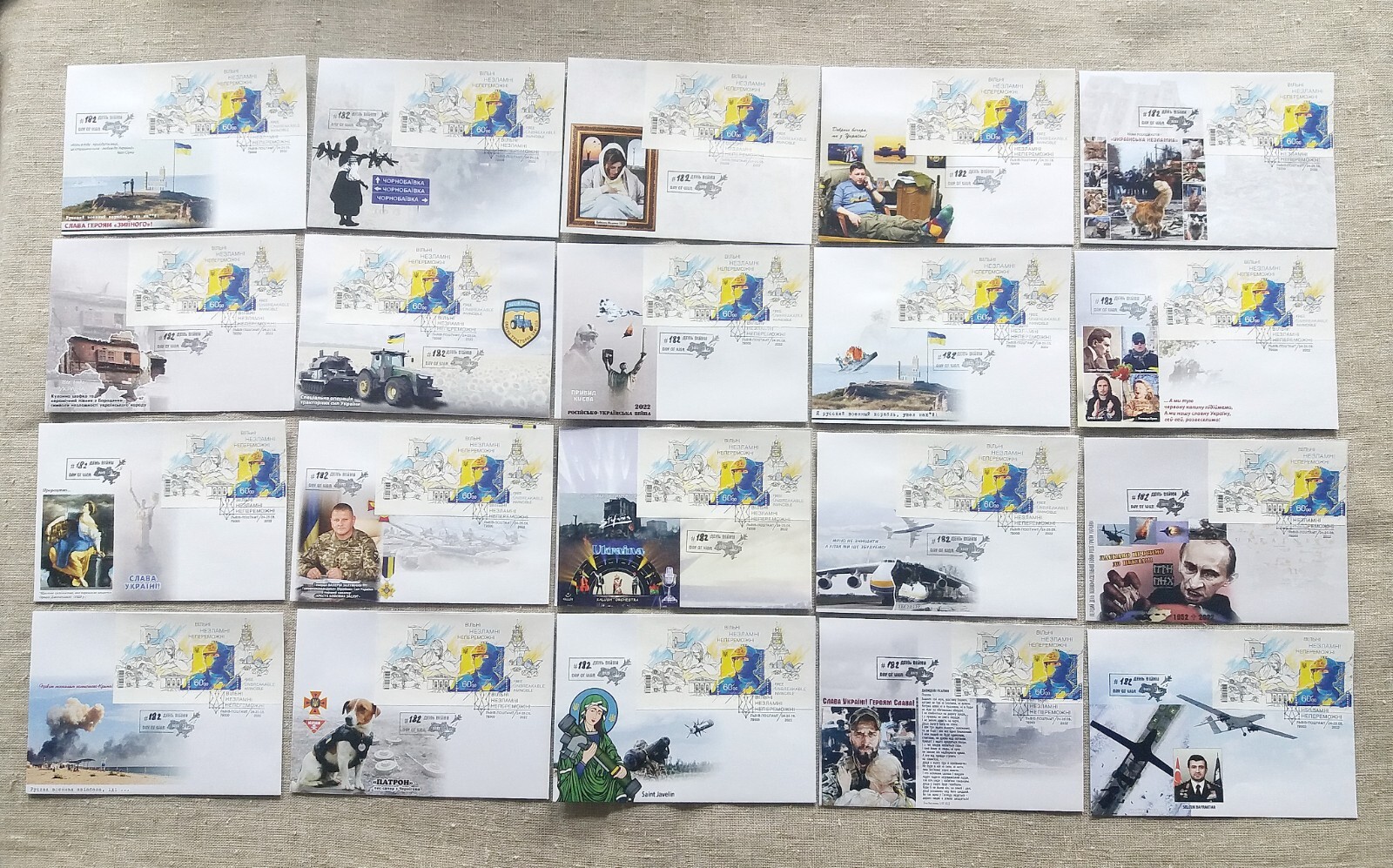 COLLECTION OF MILITARY POST ENVELOPES 182 DAY OF THE WAR. UKRAINE 2022