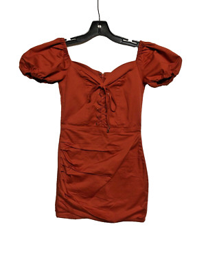 NWT Oh Polly Red Corset Puff Sleeve Cocktail Dress Bodycon Mini Sz 4