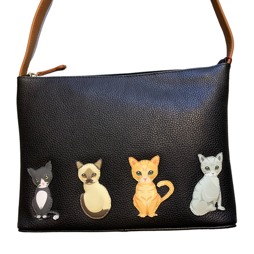 Sitzende Katzen klassische weiche Leder kleine Umhängetasche Katzentasche - Mala Leder 7225 65 - Bild 6 von 14