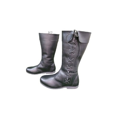 Medieval Leather Boots ,RENAISSANCE Viking Pirate Boots ,Mans Black Long Shoes,