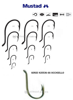 AMI MUSTAD Serie 92553S-S – Occhiello Storto (Amo Pesca Per Palamiti, Traina, Surf)