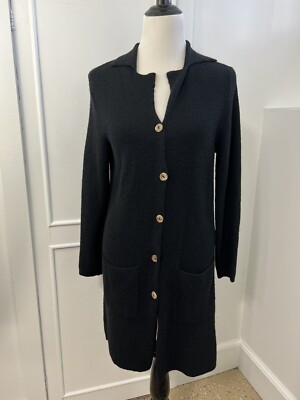 Sacred Thread Women s Cardigan Sweater Size Small Black Baby Alpca Wool Flaws