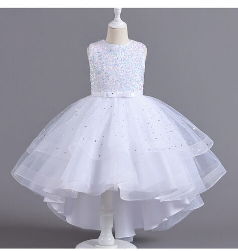 Princess Sequins Baby Wedding Christmas Trailing Dress Kids Elegant Vestidos US - Afbeelding 1 van 17
