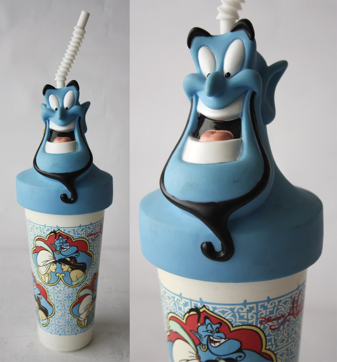 RARE VINTAGE 90'S ALADDIN 3D HEAD DRINKING WATER BOTTLE CUP EROS