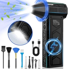 Compressed Air Duster with Flashlight，180000RPM Electric Air Duster with 4 Gear