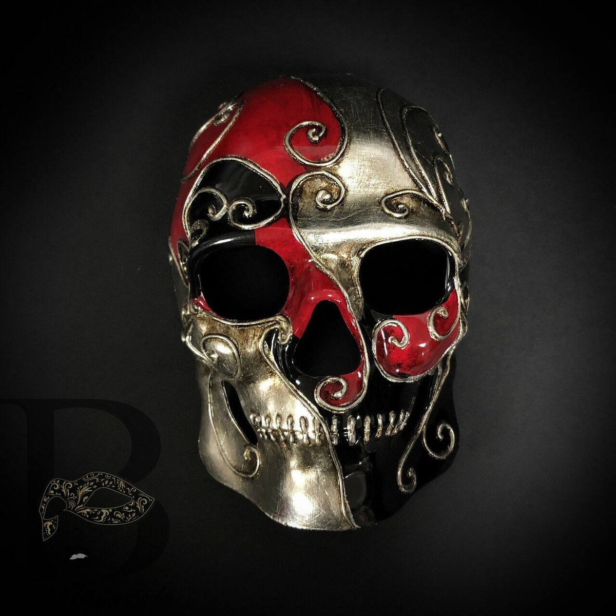 Venetian Skull Masquerade Masks in Silver Red Black | eBay