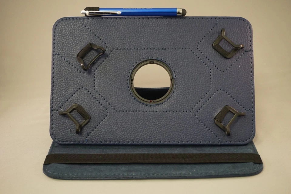 8" NAVY  ACP Tablet Case Cover Folio - with Stylus and (2) Hardened Glass - Image 3 of 4