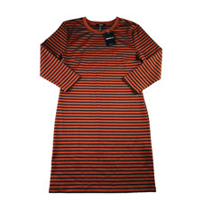 NEW Forever 21 Women's Long Sleeve Stretch Knit Dress Rust Black Stripe | Medium