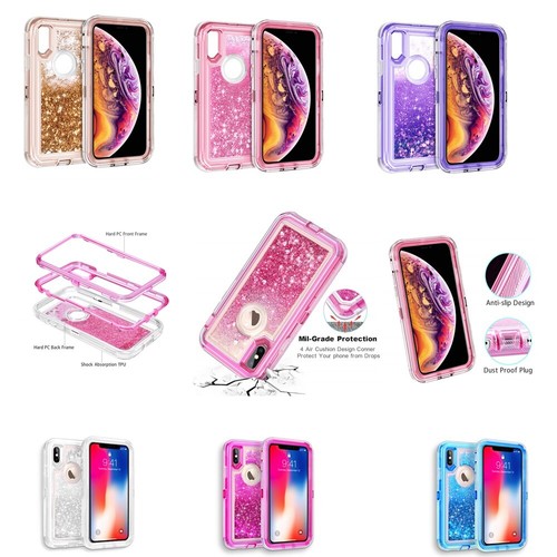 Für iPhone 13/12 Pro Max/11/8+ Armor Stoßfest Bling Glitzer Flüssig Hülle Cover - Bild 2 von 31