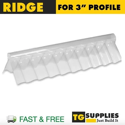 TG SUPPLIES Clear PVC Ridge Cap For 3″ Corrugated Profile Roofing Sheets Apex Roof Ridge