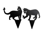 2X Katze Schmetterling Metall Gartenstecker Stecker Beetstecker Schwarz