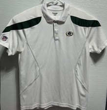 Green Bay Packers Reebok Short Sleeve White Polo Shirt Size Large