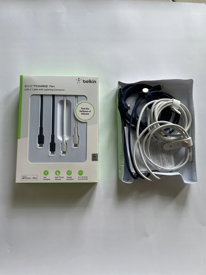 Belkin boost up CHARGE Flex Cable USB-C con Kit de Cable Conector Lightning Paquete de 4 Foto 3 de 4