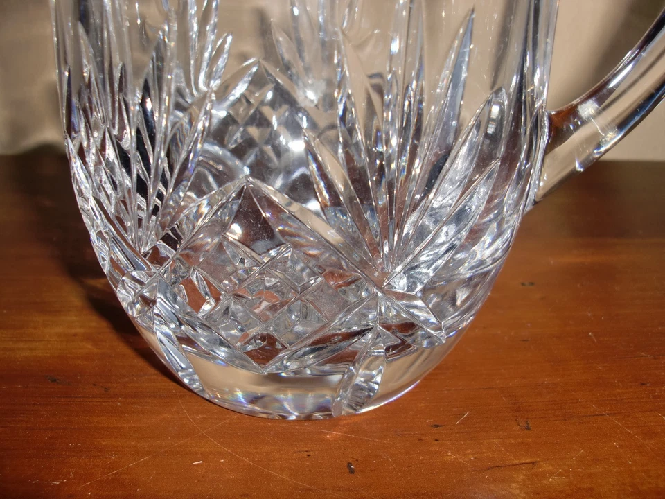 BOHEMIA CZECH REPUBLIC HEAVY 24% HAND CUT CLEAR CRYSTAL PITCHER JUG 7.5"T RARE! - Image 2 of 4