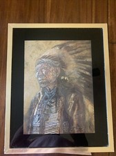 Vintage Michael R. Whipple Sky Jones Signed Art Print The Old Indian 1979