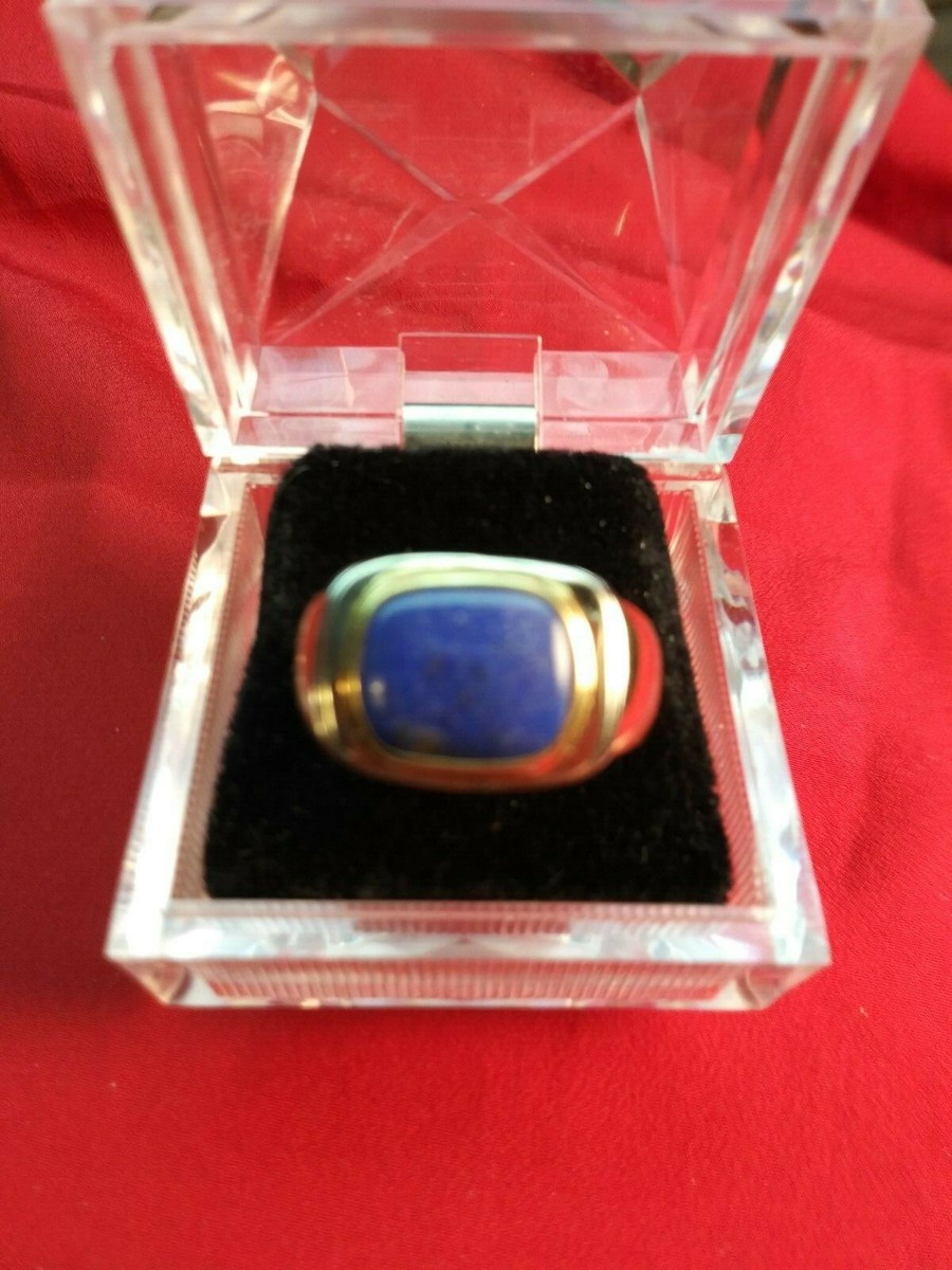 10K 2T M Lapis 11.7G SZ10.5 Set in Y Gold & W Ring Around Bezel